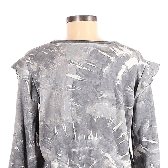 Marled Reunited Boho Tie Dye Ruffle Sleeve Gray Sweatshirt NWT L Pullover Lounge - Picture 4 of 9